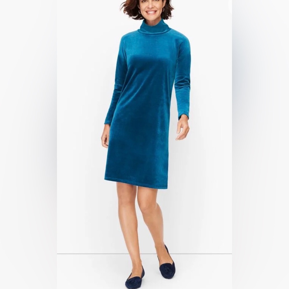 Talbots Teal Velour Dress - Picture 1 of 11